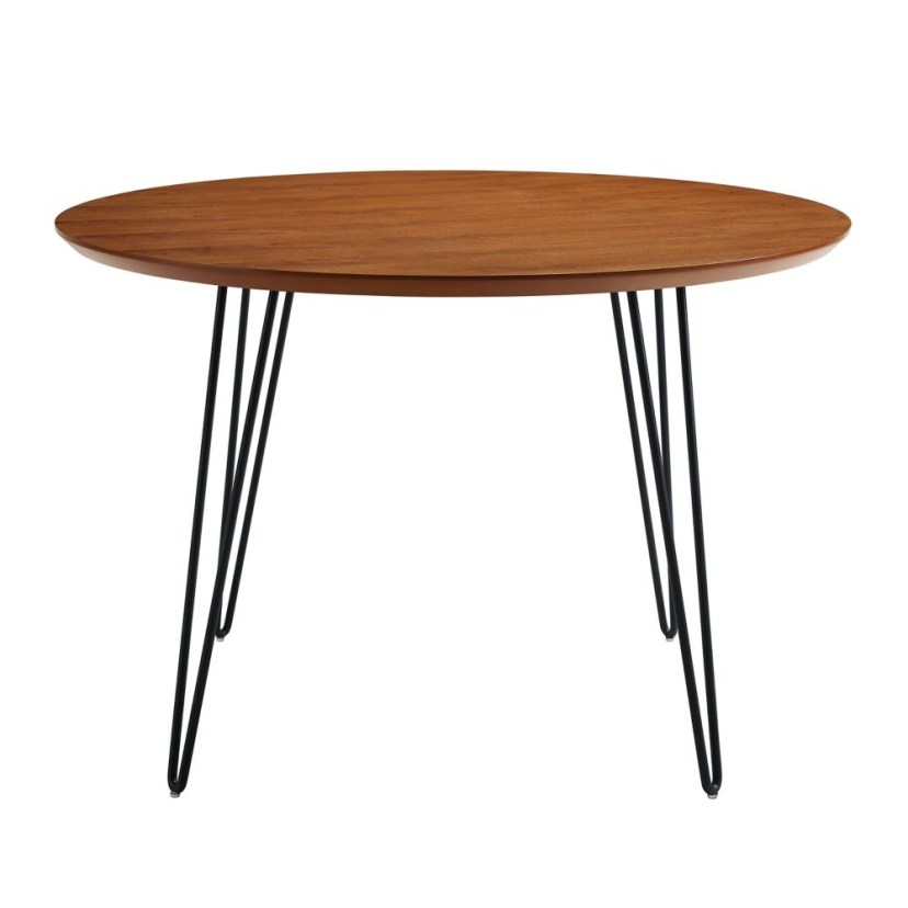 4 person mid century modern round dining table walnut