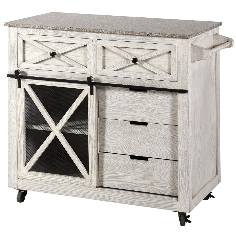 fazio farmhouse kitchen island with granite top