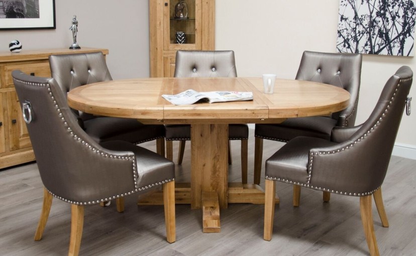 round oak dining tables homestyle deluxe solid oak round extending dining table