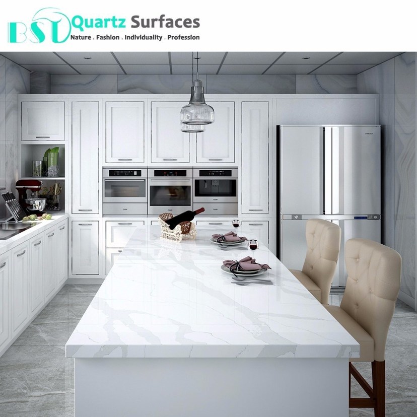 hot item statuario quartz stone kitchen dining table top