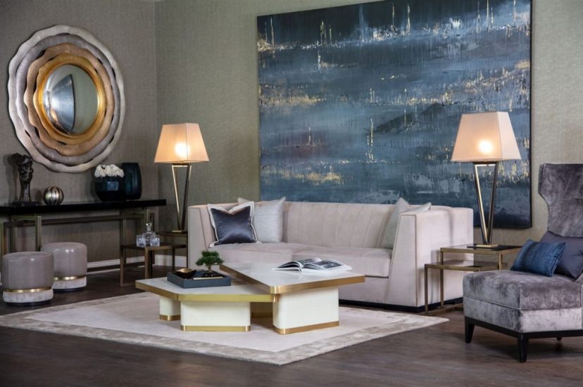 luxury living room in contemporary grey blue and gold tones luxury living room in contemporary grey blue and gold tones