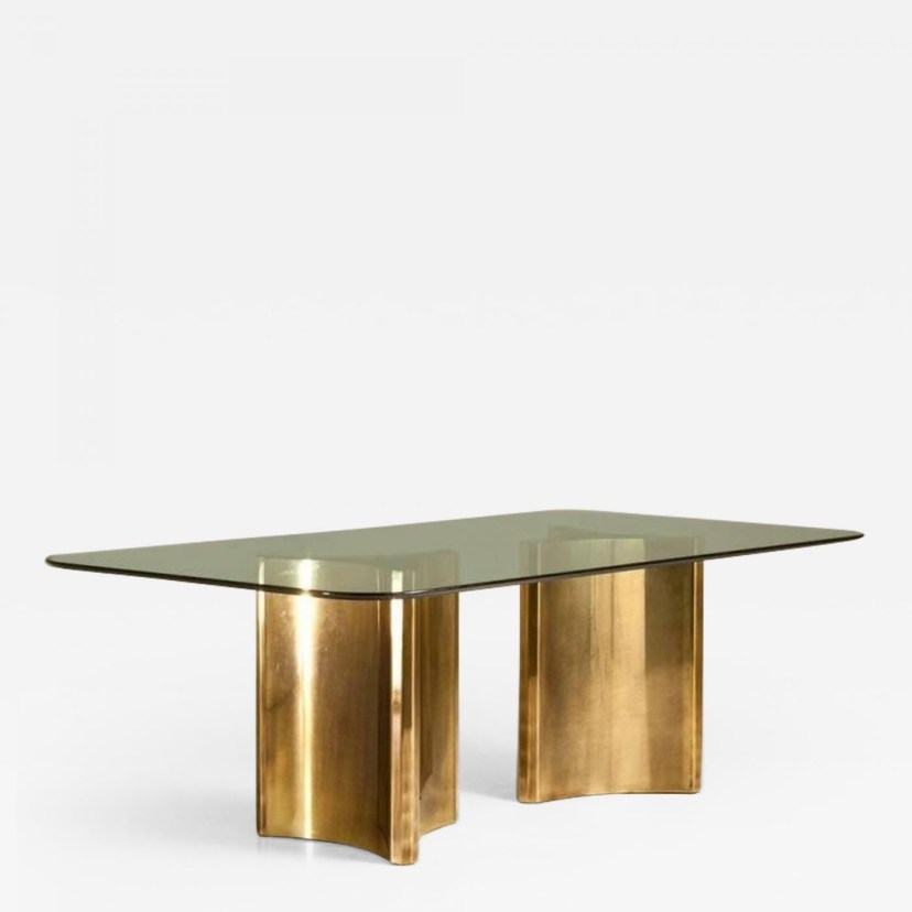 mastercraft pair of brass triangulate dining table bases mastercraft