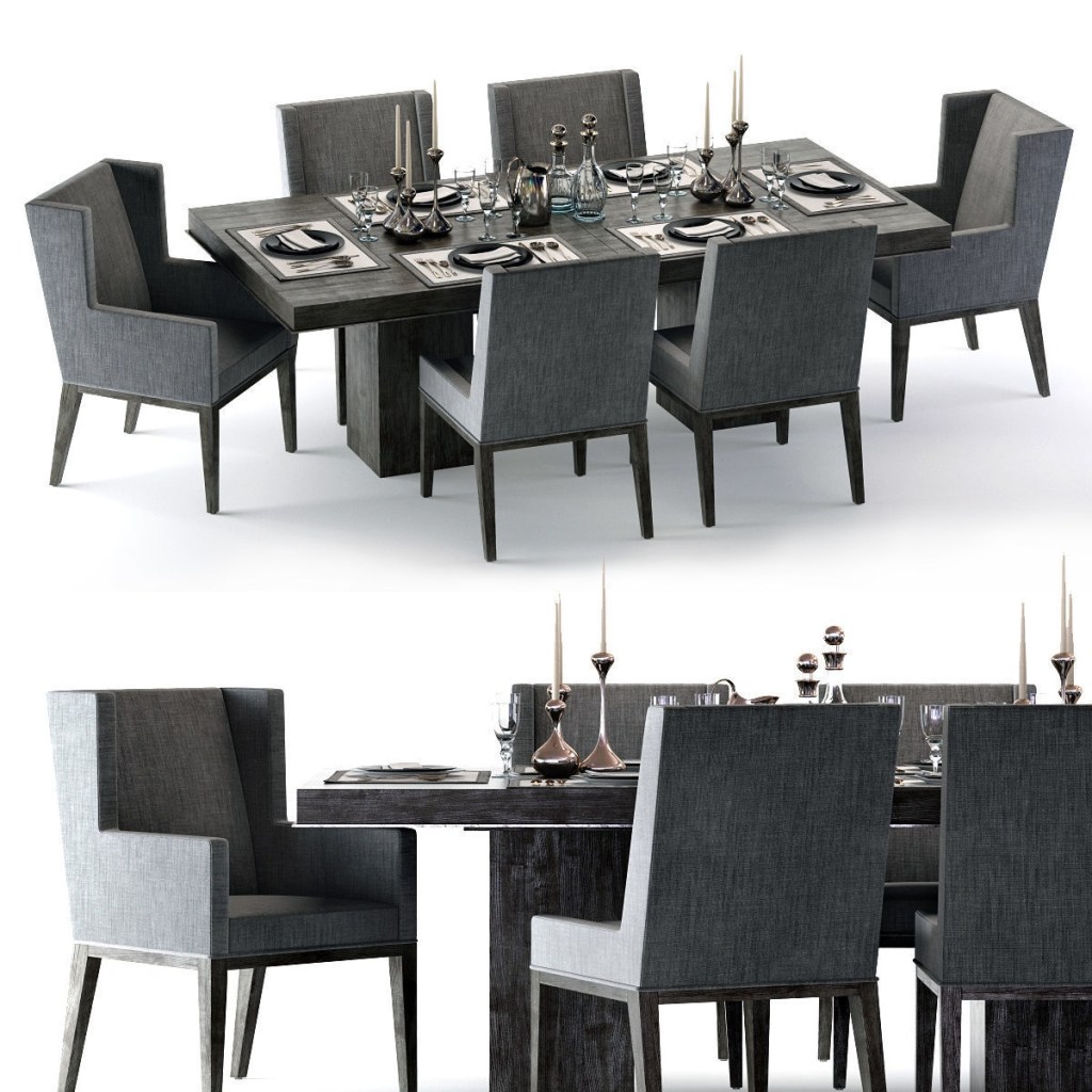 bernhardt linea dining set brown 3d model