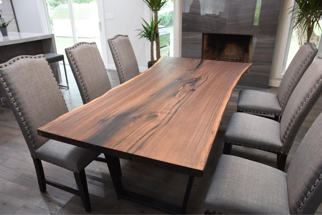 single slab black walnut live edge dining table etsy