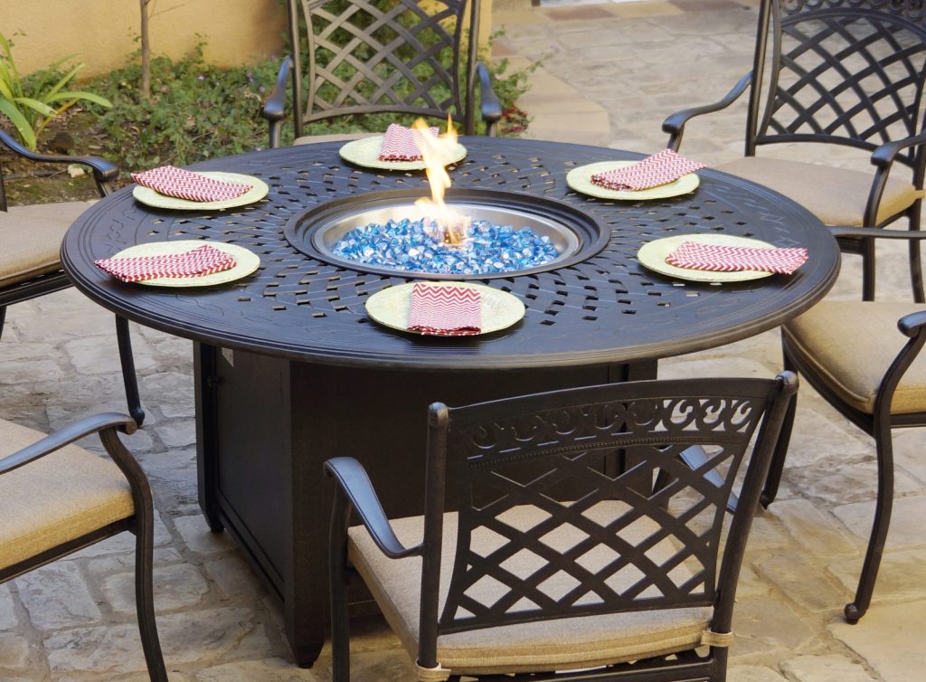 slavens patio dining 60 round aluminum propane fire pit