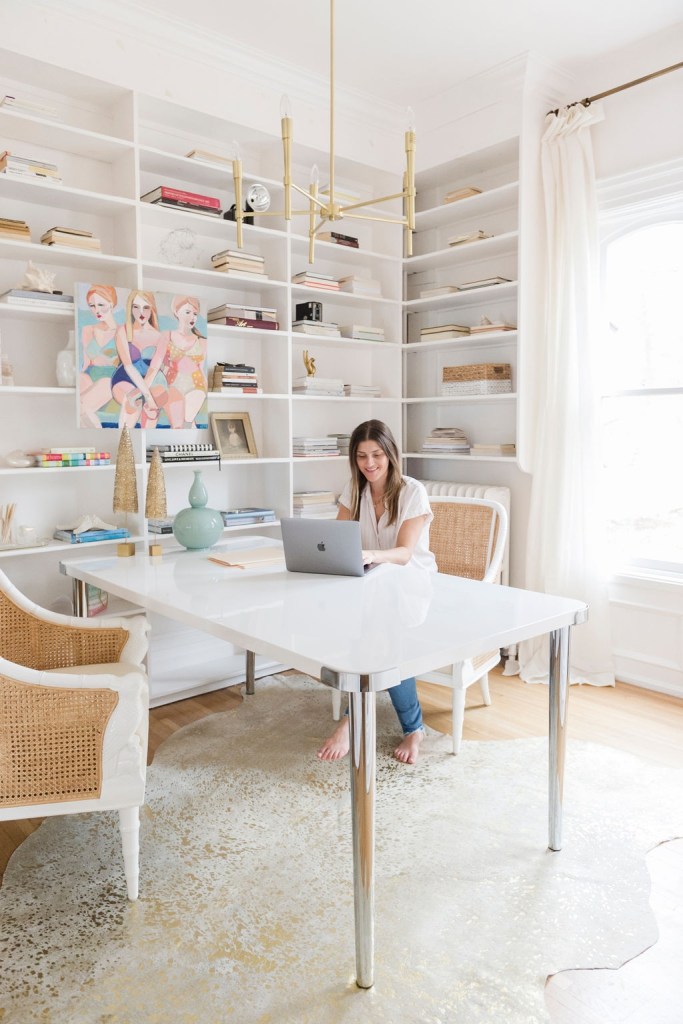 office reveal and 5 reasons to use a dining table as a desk