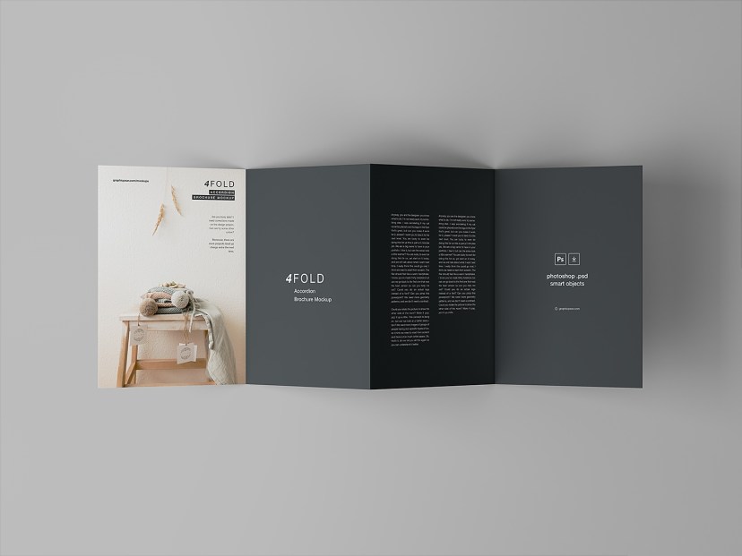 4 fold accordion brochure mockup free mockup