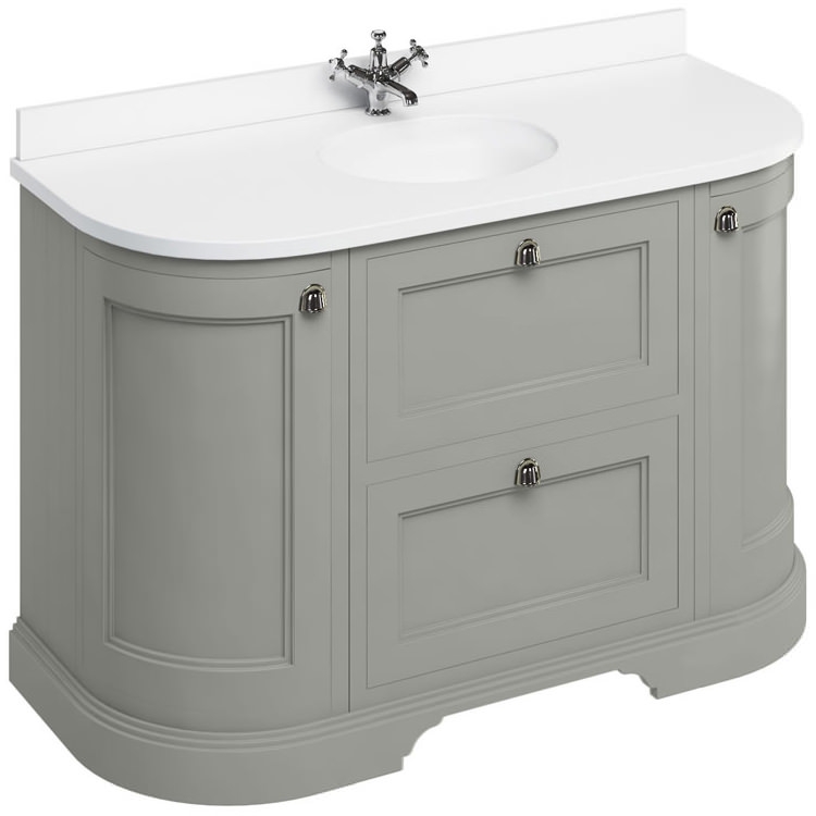 burlington 1340mm olive curved vanity unit and worktop