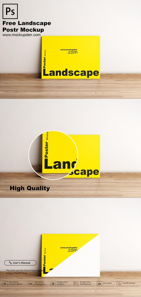 free landscape poster mockup psd template mockup den