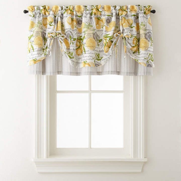 home expressions lemon zest rod pocket tie up valance in