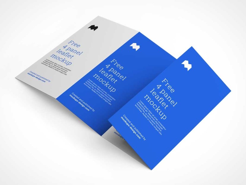 quad fold 4 panel advertising brochure psd mockup psd mockups