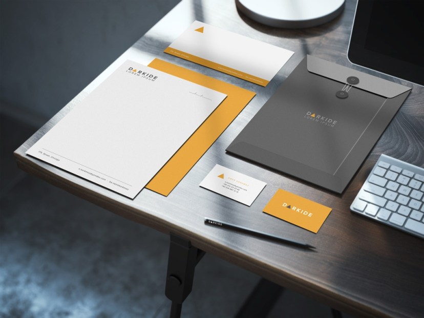 stationary on desk mockup mockup world