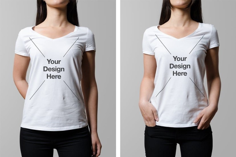 t shirt mock up v neck female model edition zeisla on