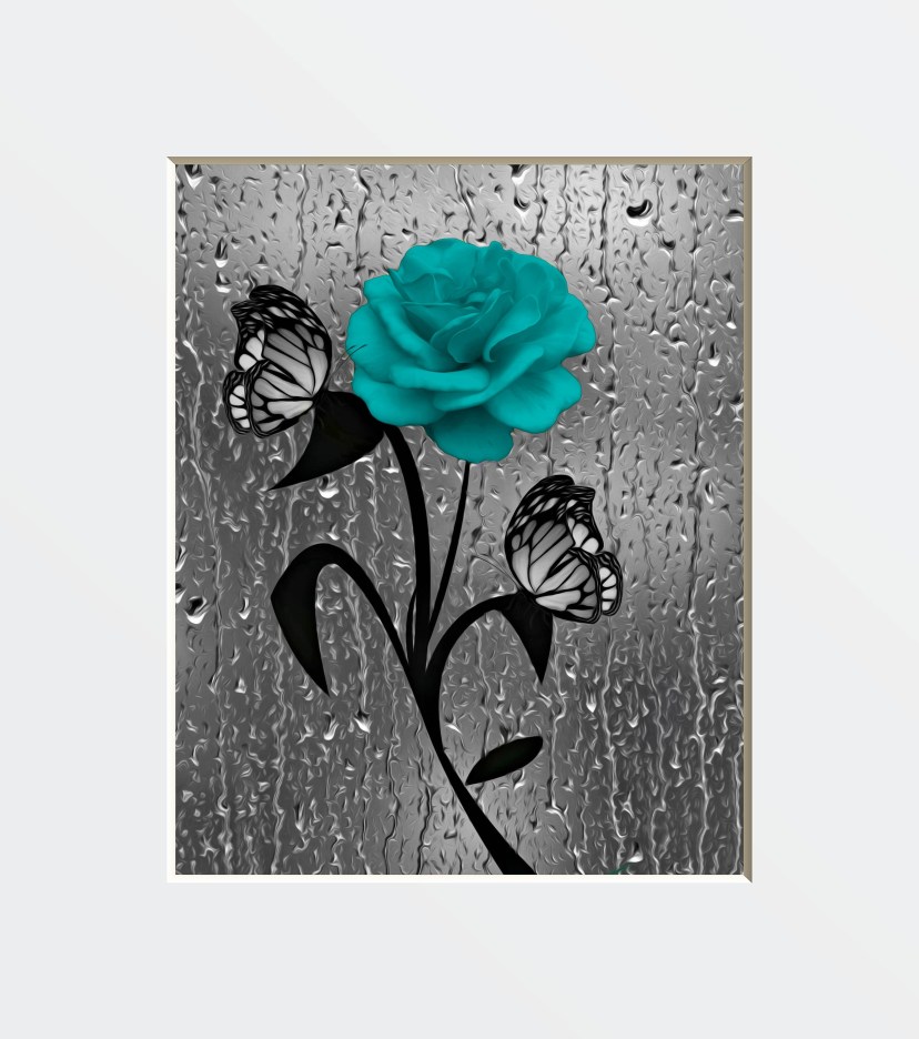 teal gray bathroom home decor teal rose flower butterflies