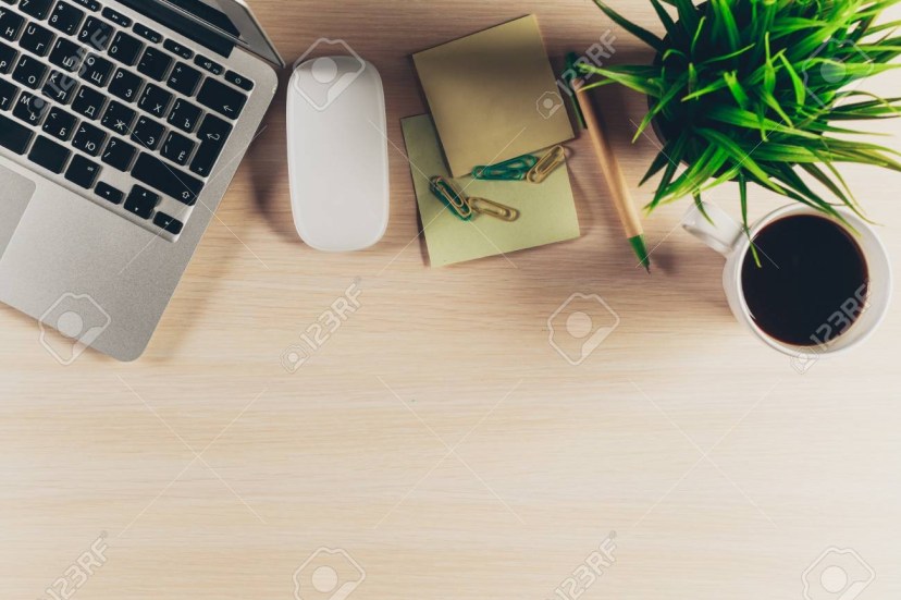 top view office desk mockup