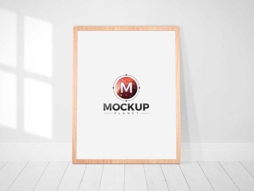 wooden poster frame portrait picture psd mockup psd mockups